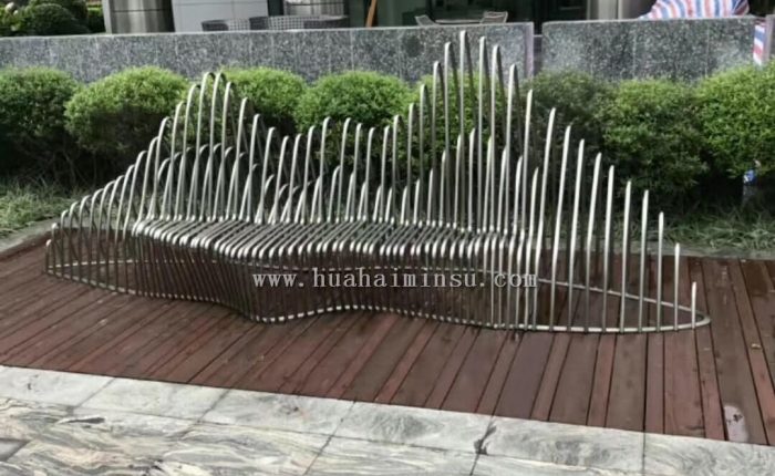 Outdoor stainless steel creative landscape bench, custom-made metal seats manufacturer