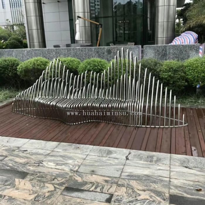 Outdoor stainless steel creative landscape bench, custom-made metal seats manufacturer