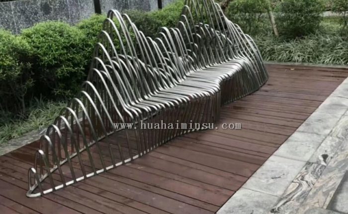 Outdoor stainless steel creative landscape bench, custom-made metal seats manufacturer