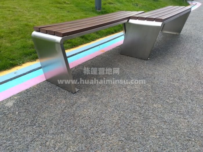 Outdoor leisure wooden steel bench