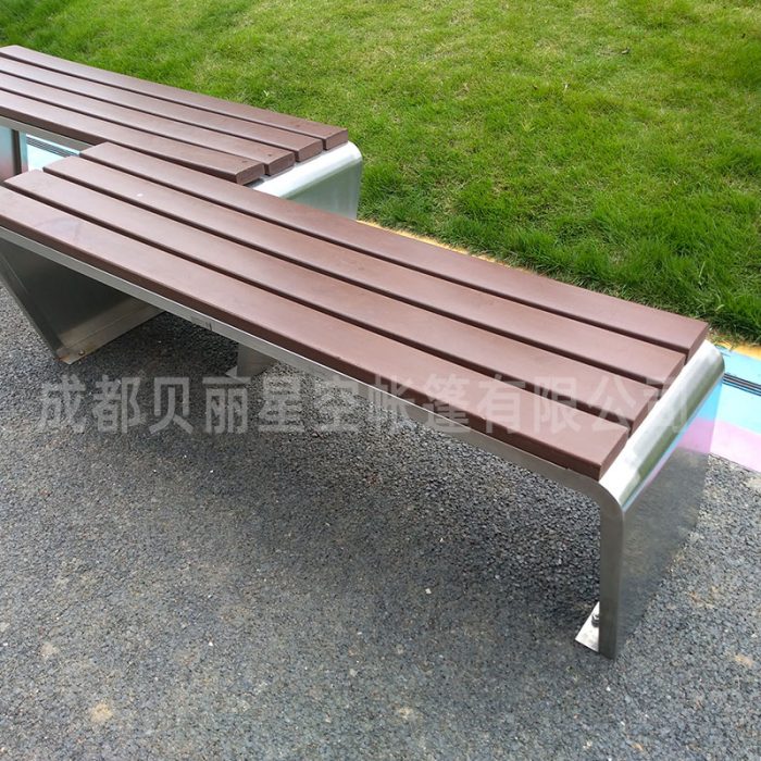 Outdoor leisure wooden steel bench