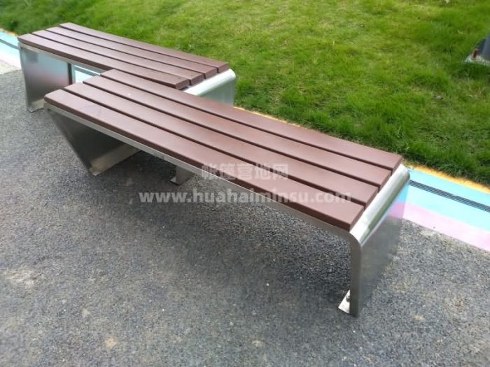 Outdoor leisure wooden steel bench