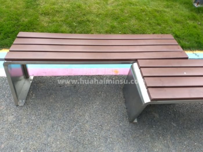 Outdoor leisure wooden steel bench