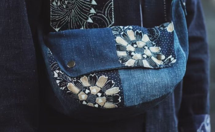 One‑of‑a‑Kind Handwoven Old Fabric Patchwork Fanny Pack