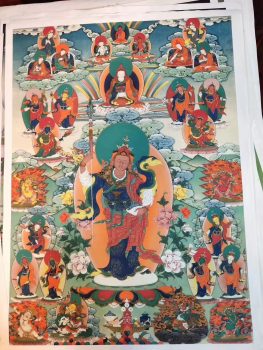 The Guru Rinpoche (Lotus Born) Thangka: "The 13 Golden Practices" (Sampa Lhundrub, All Wishes Naturally Accomplished)